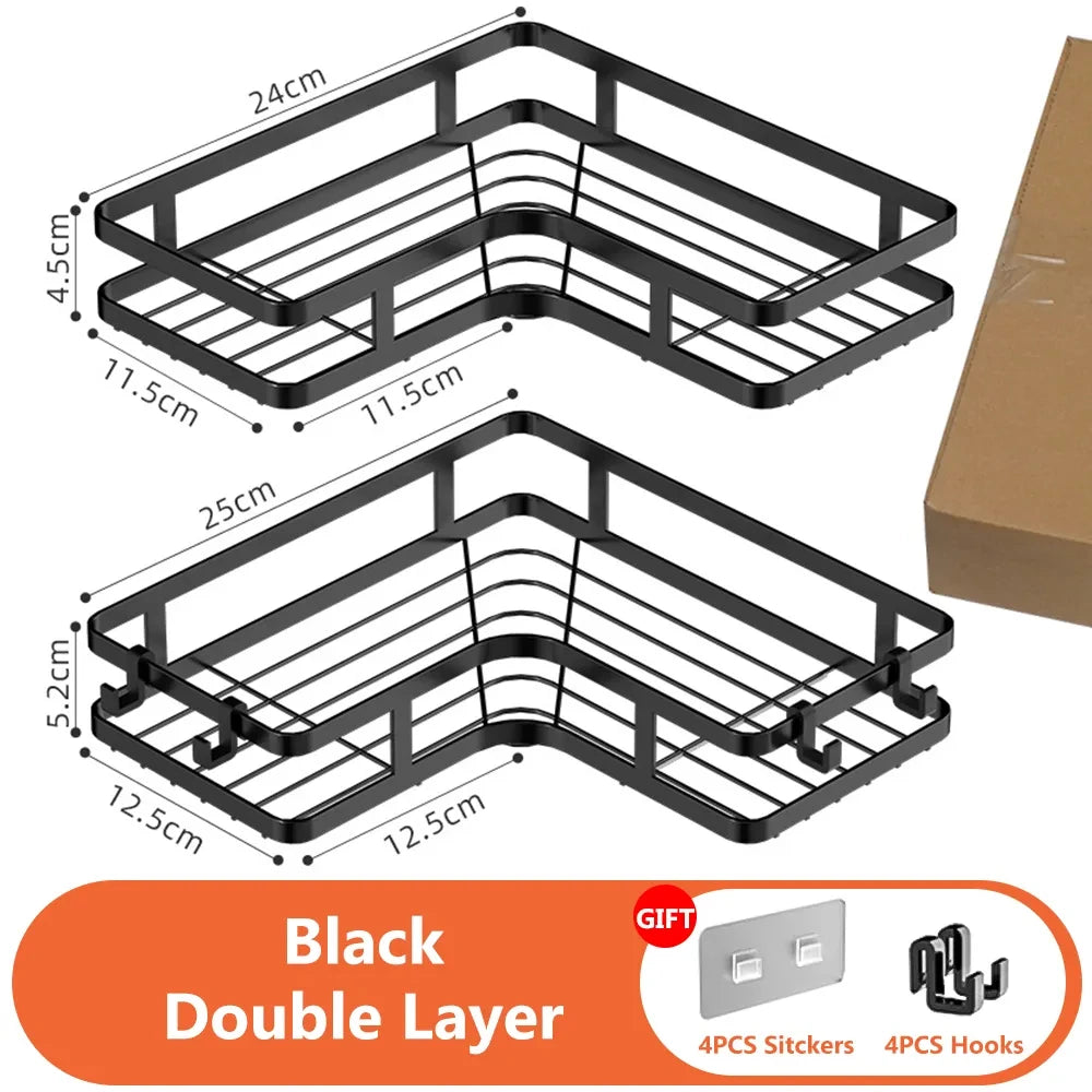 Luxury Acrylic Bathroom Shelf – No-Drill Corner Shelf for Shower, Kitchen, Toilet & Skincare Organizer