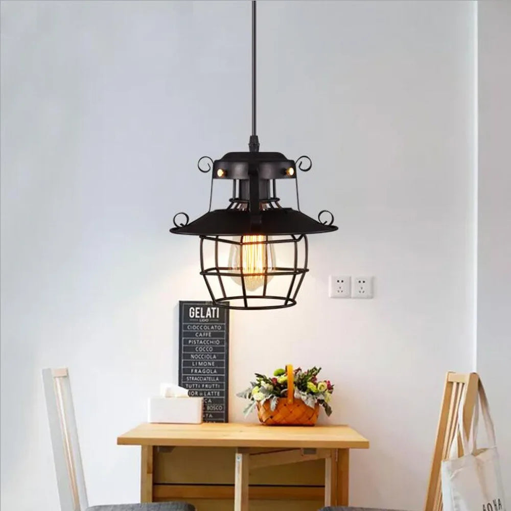 Industrial Retro Chandelier - Nostalgic Pendant Light for Dining Rooms and Corridors