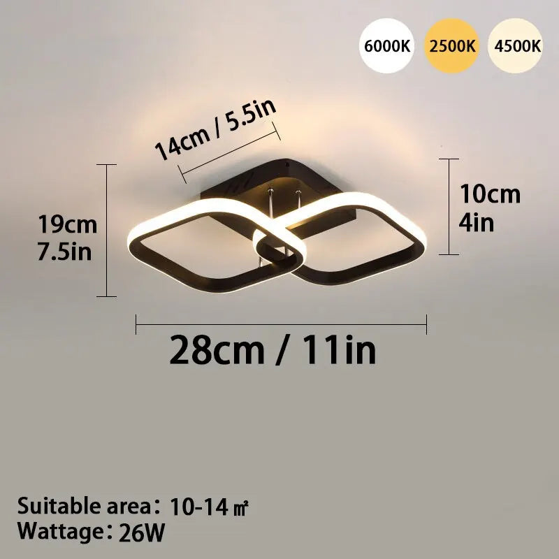 Modern LED Ceiling Light - Tri-Color Dimming Surface Mount for Bedroom, Hallway, and Living Room