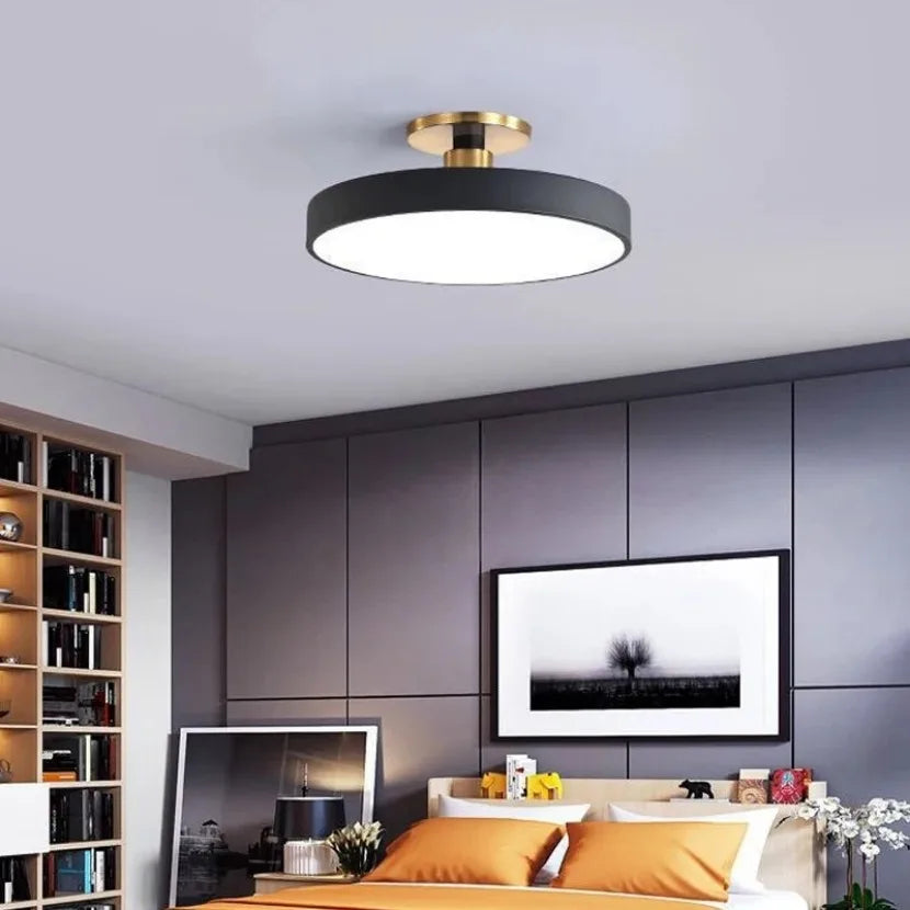 Circular Macaron LED Ceiling Light – Modern Remote Dimming Chandelier for Bedroom & Living Room