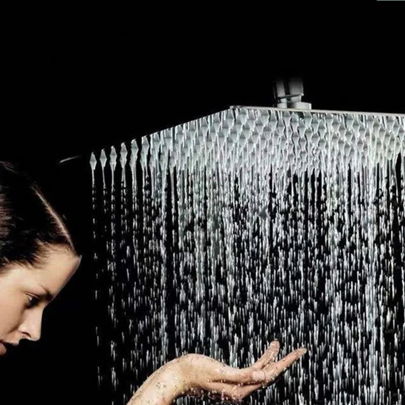 Round & Square Stainless Steel Rainfall Shower Head – High-Pressure Chrome Bath Faucet