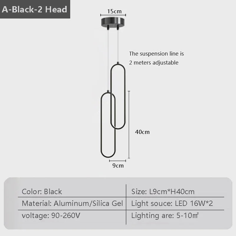 Modern LED Pendant Light: Black and Gold Hanging Lamp