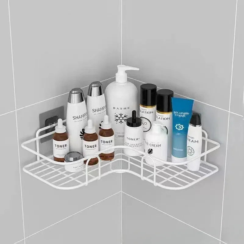 Wall Mounted Corner Storage Shelf – Iron Bathroom Organizer, Shampoo & Cosmetic Rack