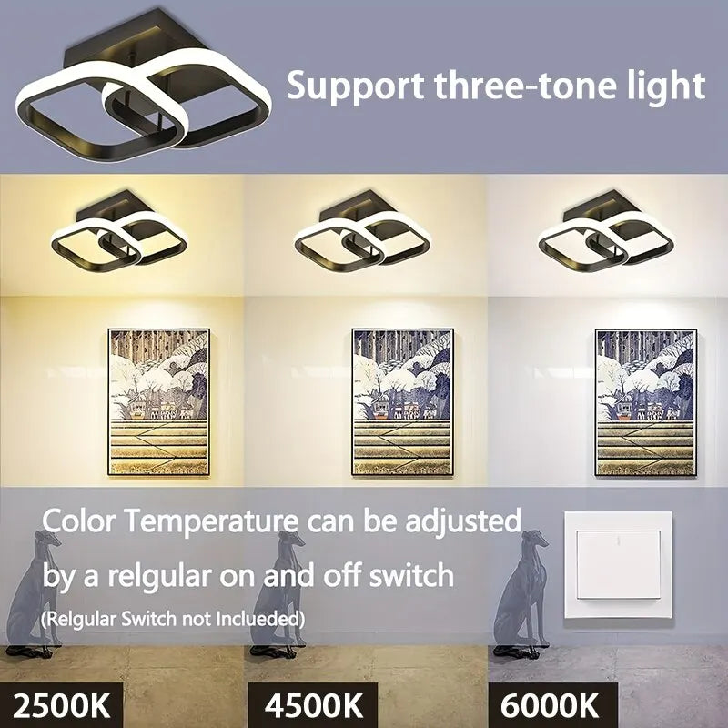 Modern LED Ceiling Light - Tri-Color Dimming Surface Mount for Bedroom, Hallway, and Living Room