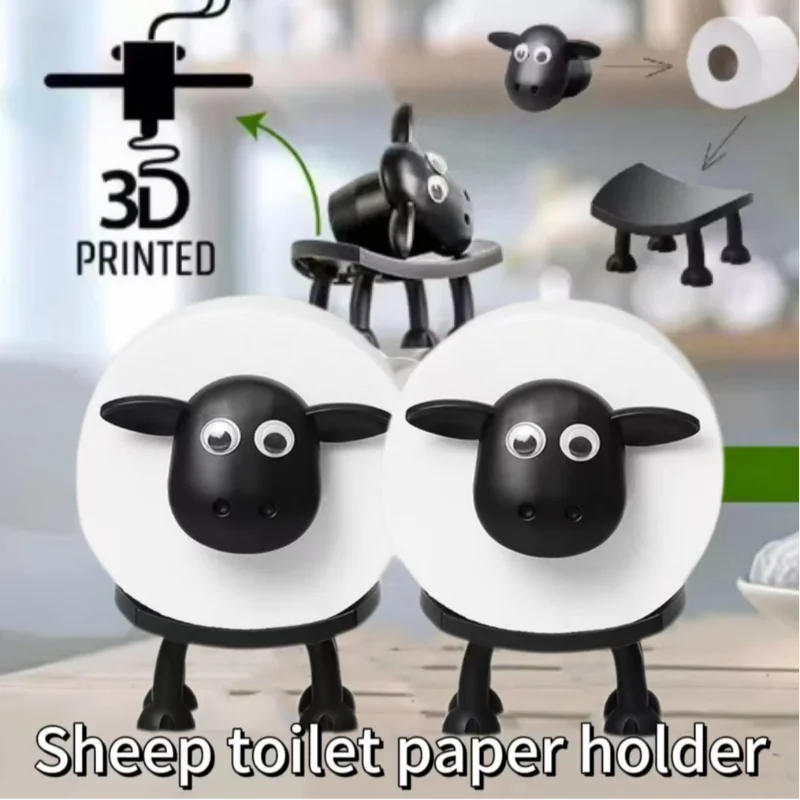 Cartoon Sheep Toilet Roll Paper Holder – Creative Tissue Holder for Living Room, Dining Table, Kitchen & Bedroom