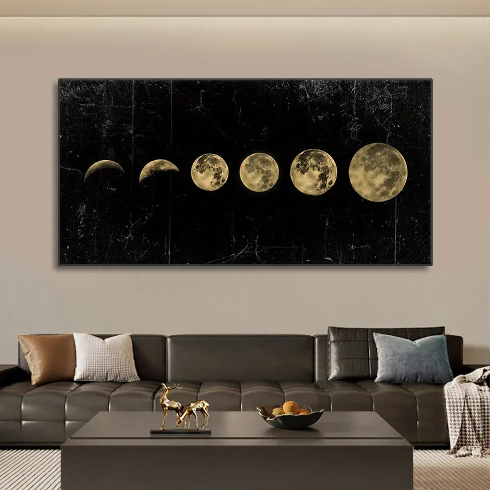 Wall Art Moon Phase Gold Black Posters Aesthetic Canvas Art Prints