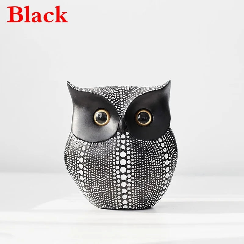 Resin Owl Statue - Modern Animal Desk Decoration for Living Room and Home Figurines