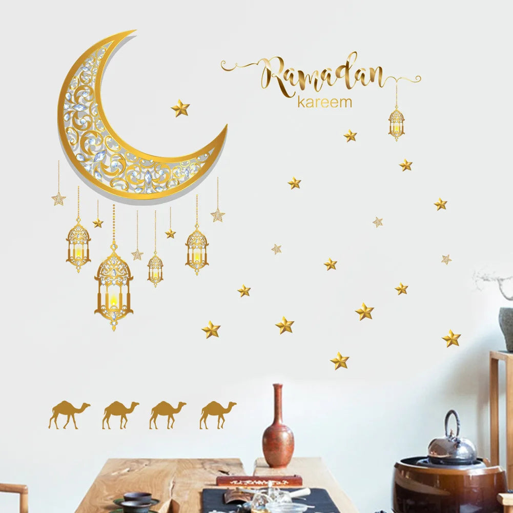 Crescent Moon and Star Wall Stickers - Glow-in-the-Dark Décor