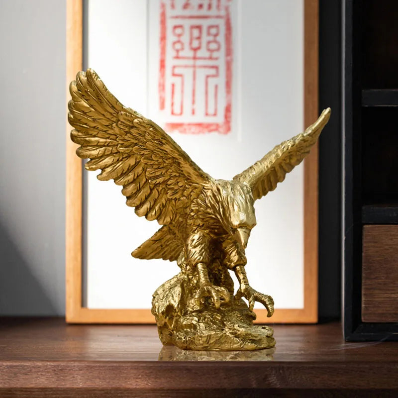 Resin Golden Eagle Figurine – Decorative American Bald Eagle Sculpture