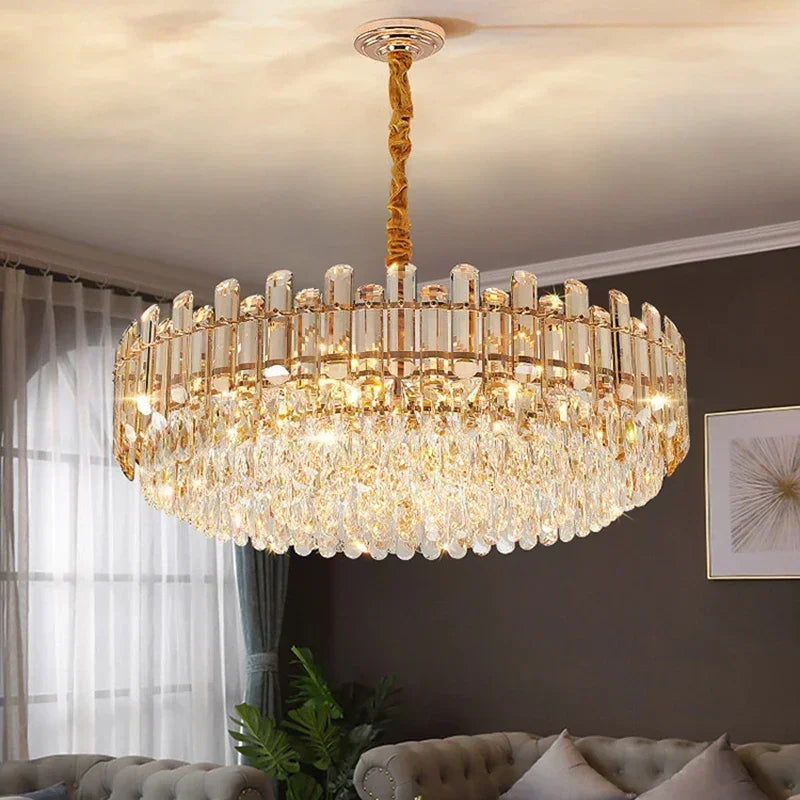 Nordic LED Crystal Chandelier in Gold for Dining, Living Room, Bedroom, Kitchen