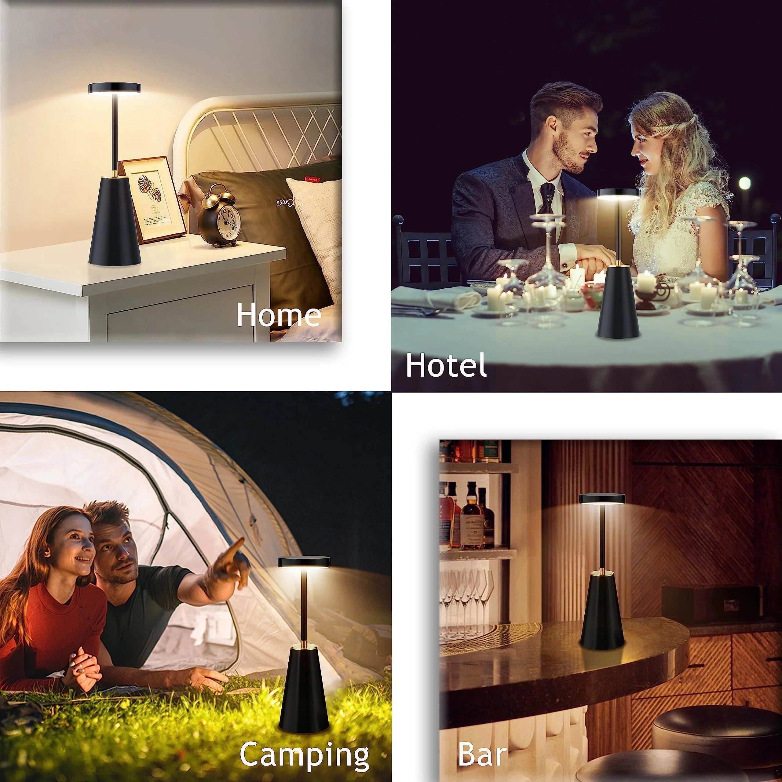 Cordless USB Rechargeable Table Lamp with 3 Dimmable Colors and Touch Control LED Bedside Lamp