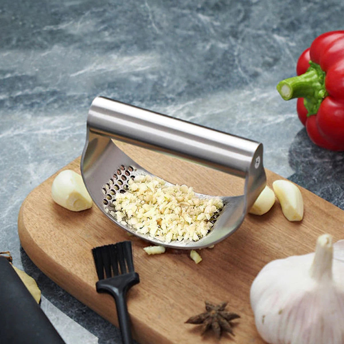 Manual Stainless Steel Garlic Press & Ginger Crusher Tools Kitchen Accessories