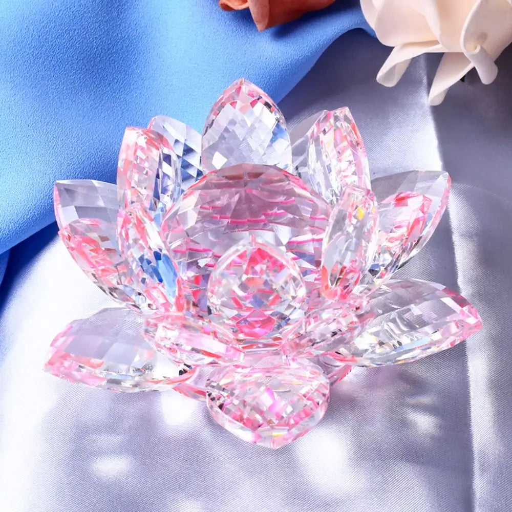 Multicolor Crystal Lotus Flower Figurine – Home & Wedding Decoration