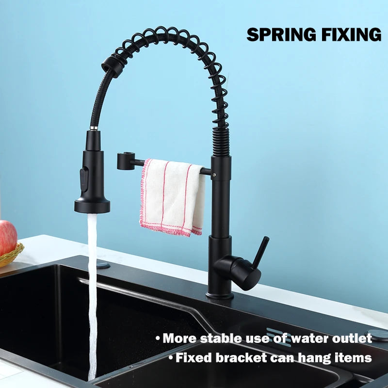 Kitchen Pull Down Spring Sink Faucet - 360° Rotation Hot Cold Mixer Tap