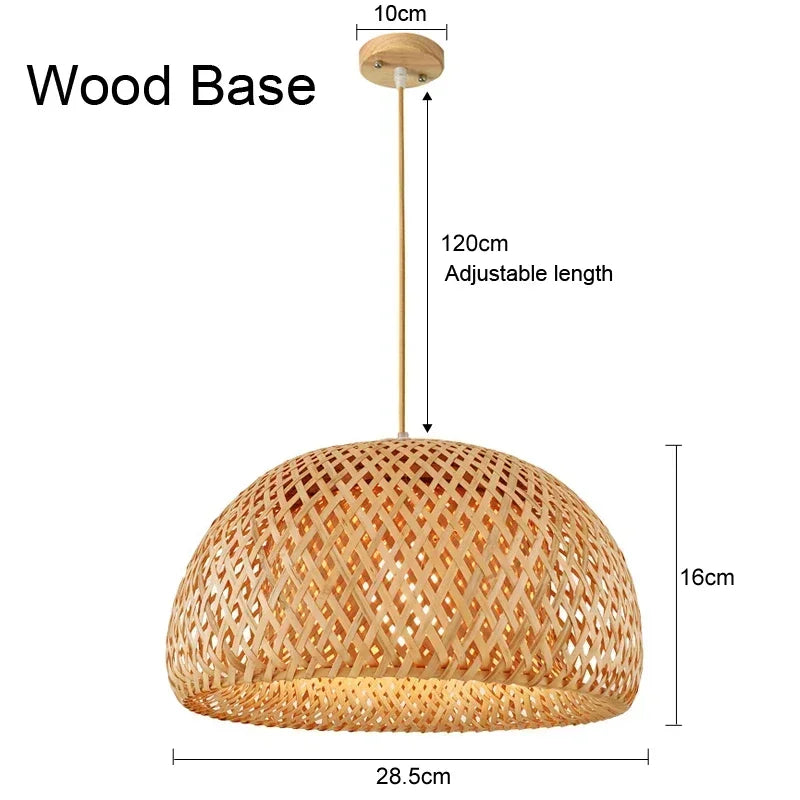 Bamboo Hanging Lamp – Hand-Knit Rattan Pendant Light for Dining and Home Decor