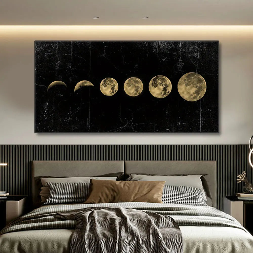 Wall Art Moon Phase Gold Black Posters Aesthetic Canvas Art Prints