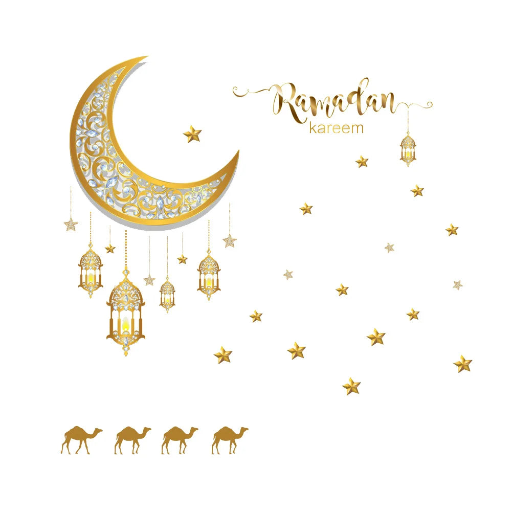 Crescent Moon and Star Wall Stickers - Glow-in-the-Dark Décor