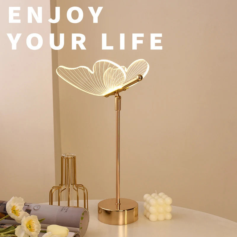 Modern Butterfly LED Table Lamp – Retro Gold Acrylic Desk Lamp for Living Room & Bedroom