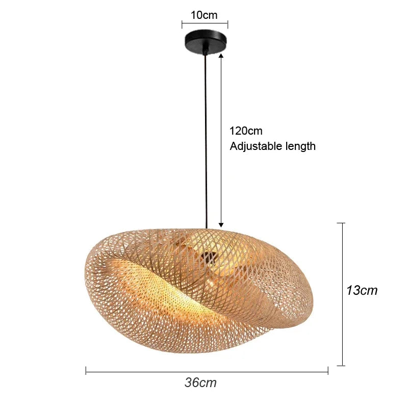 Bamboo Hanging Lamp – Hand-Knit Rattan Pendant Light for Dining and Home Decor