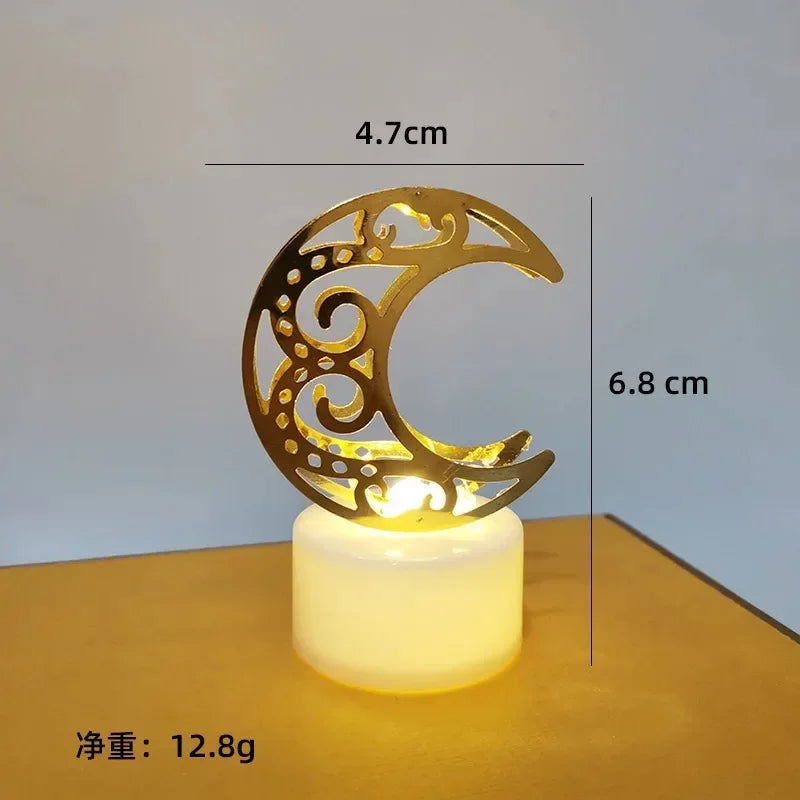 Ramadan Eid Mubarak LED Candle Light – Iron Ornament for Muslim Home Décor