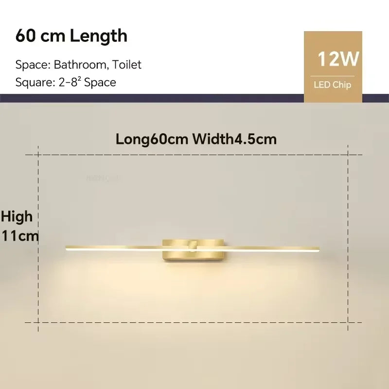 Modern LED Wall Light Bathroom Lamp - Aluminum LED Bathroom Mirror Light, Three Color Options, Wall Mounted