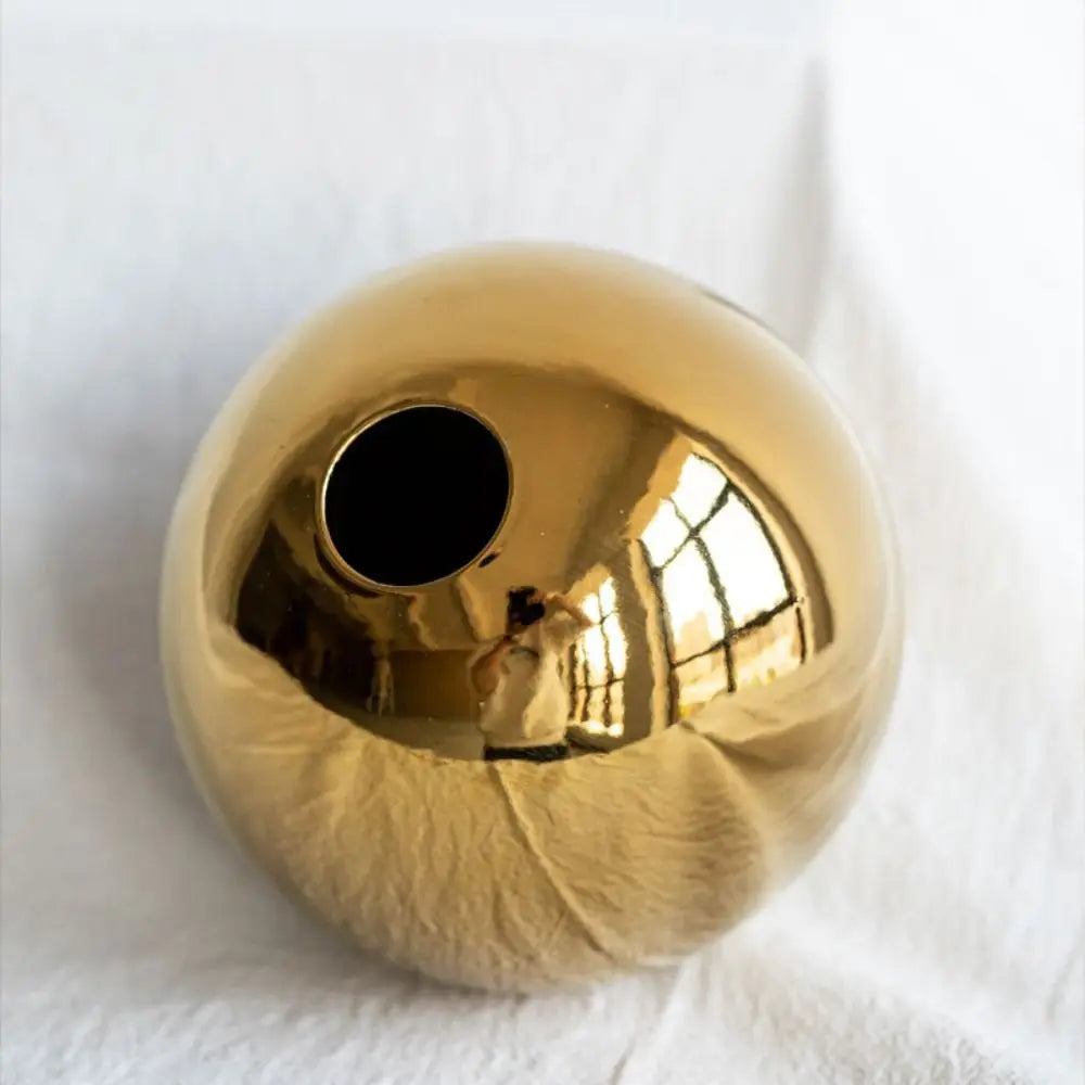 Golden Ball Ceramic Vase - Modern Flower Arrangement Decor for Home & Events