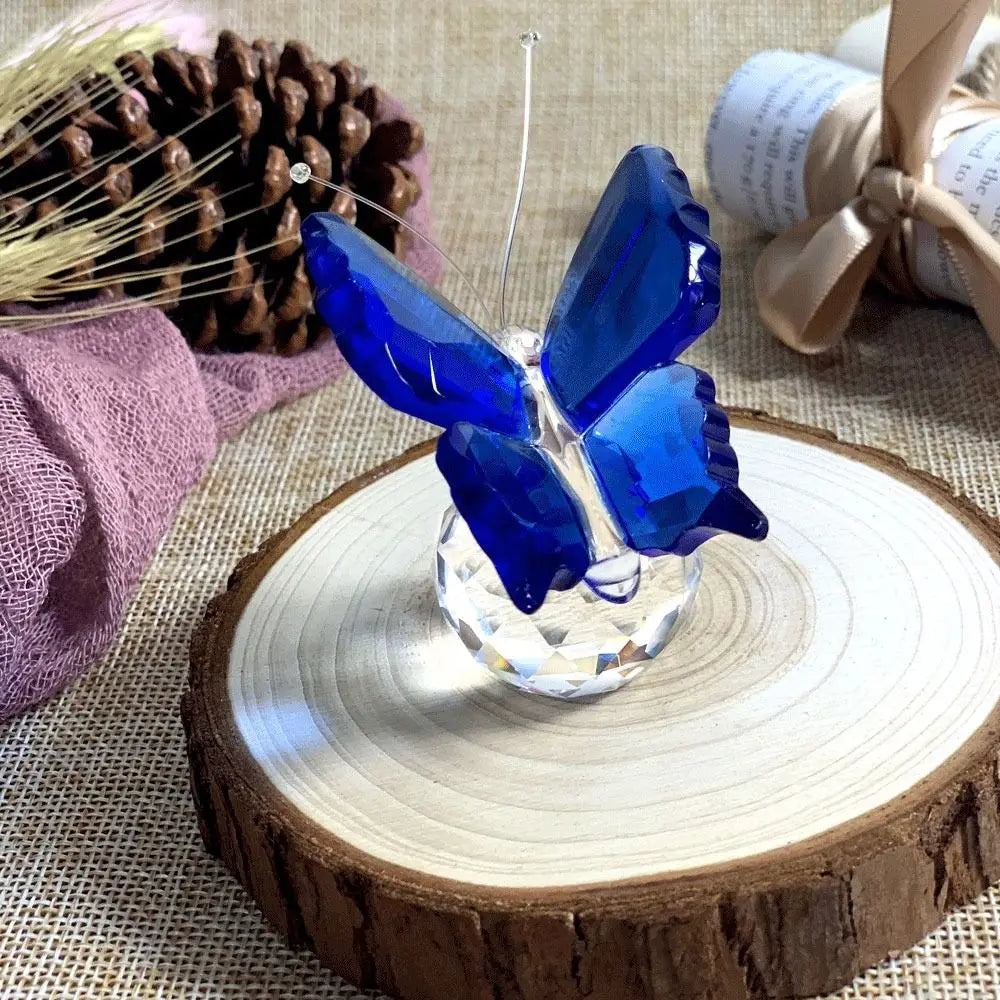 Crystal Butterfly Figurine with Ball Base - Elegant Glass Ornament for Home, Wedding Décor, and Souvenir Gifts