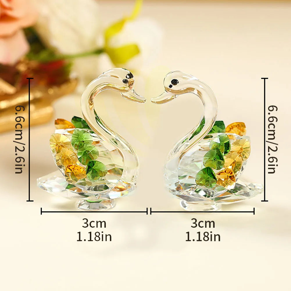 Crystal Swan Ornaments - Elegant Glass Figurines for Living Room Decor & Paperweight Crafts