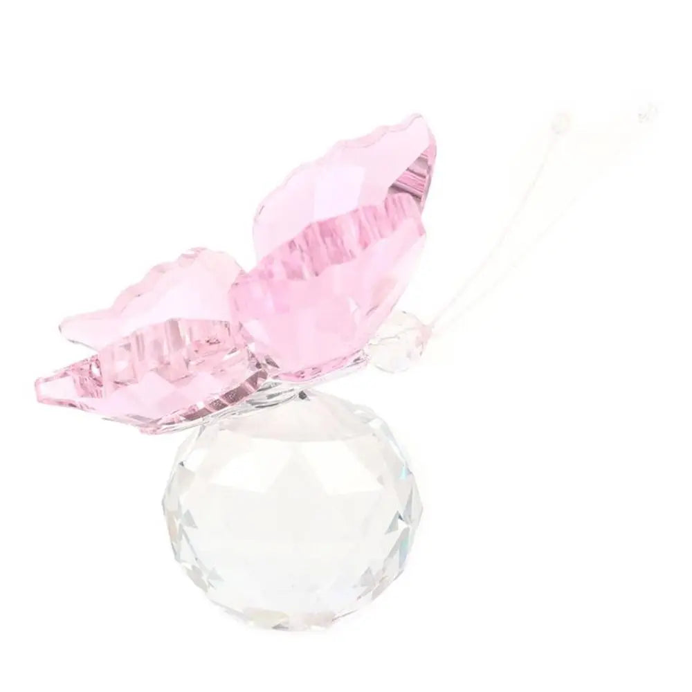 Crystal Butterfly Figurine with Ball Base - Elegant Glass Ornament for Home, Wedding Décor, and Souvenir Gifts