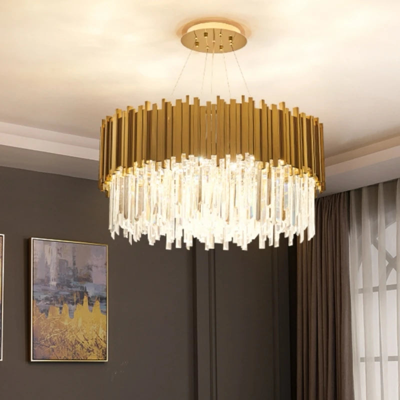 Modern Gold Crystal LED Chandelier for Living Room, Hotel Hall, Art Decor