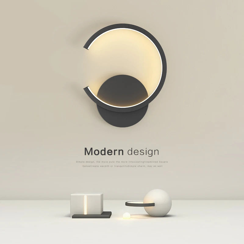 Modern LED Wall Lamp – Nordic Black, White, and Gold Lighting for Home Decor