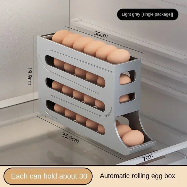 Automatic Scrolling Egg Storage Box – Rolling Kitchen Container for Refrigerator with Large Capacity