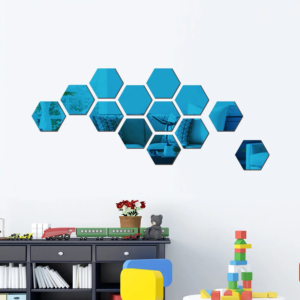 Hexagon Mirror Wall Sticker – DIY Self-Adhesive Mirror Decals for Home & Room Art Decoration