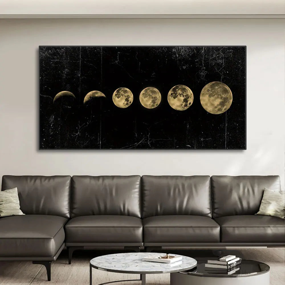 Wall Art Moon Phase Gold Black Posters Aesthetic Canvas Art Prints