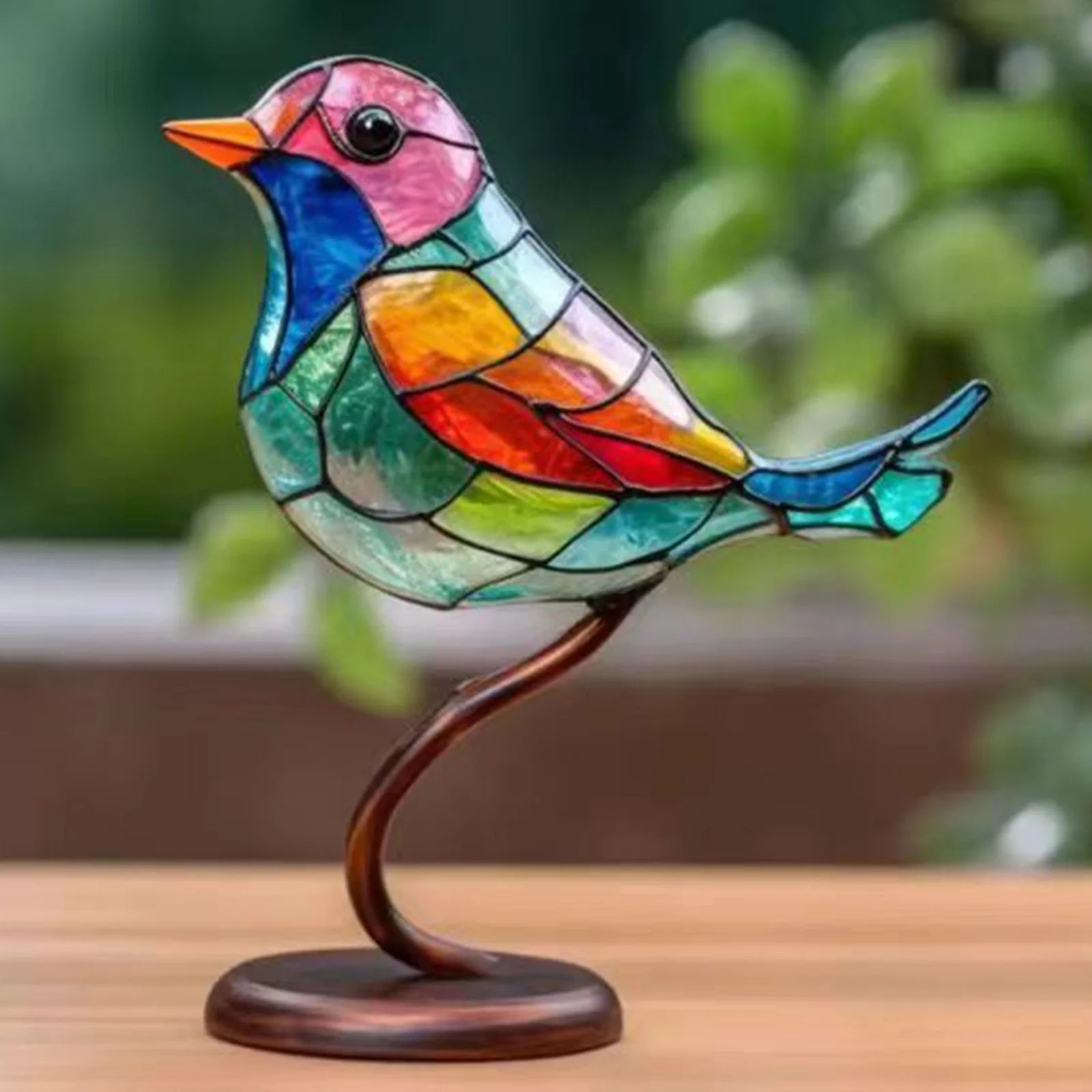 Acrylic Birds on Branch Statue - Colorful Handcrafted Decorative Sculpture for Home & Office Décor