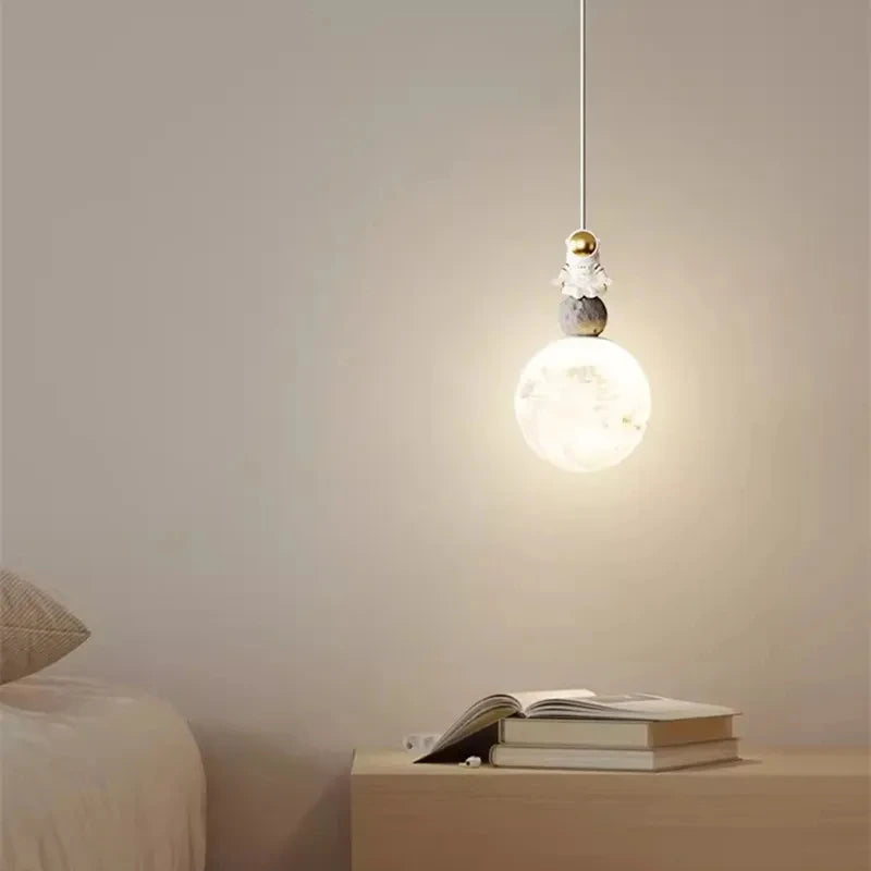 Minimalist Modern Lunar Astronaut Pendant Light Bedside Small Lamp Decor for Children's Room