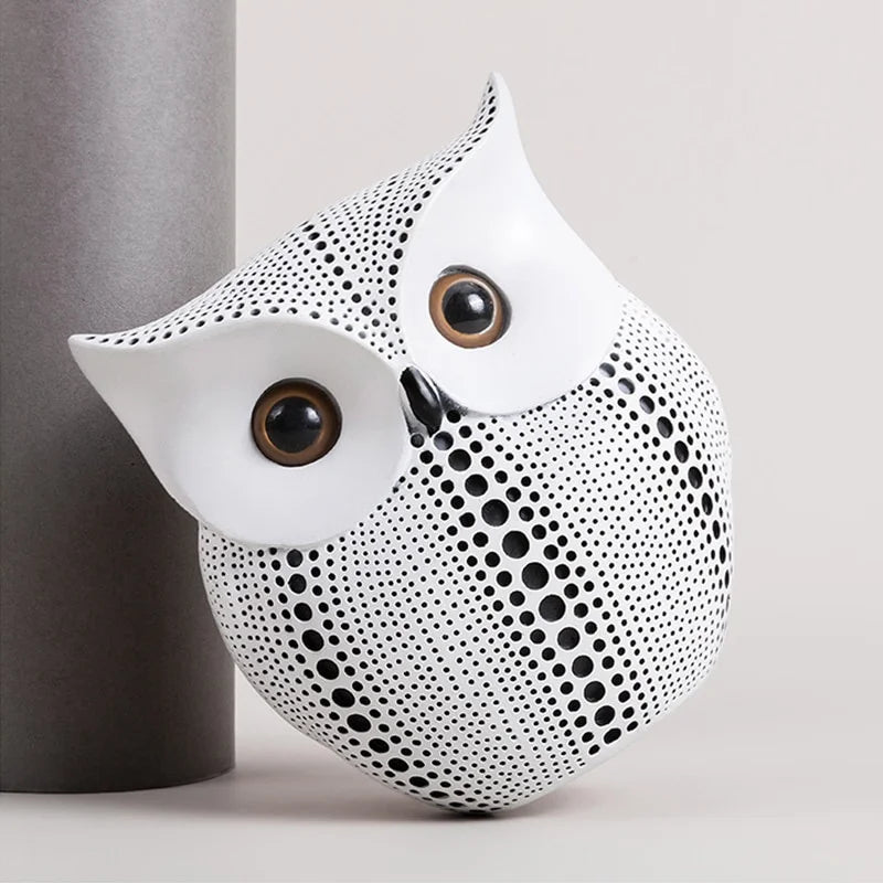 Resin Owl Statue - Modern Animal Desk Decoration for Living Room and Home Figurines