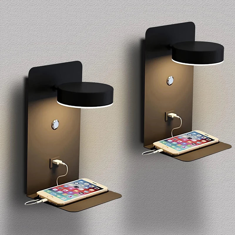 LED Wall Lamp with Switch and USB Charging Port: Modern Art Lighting