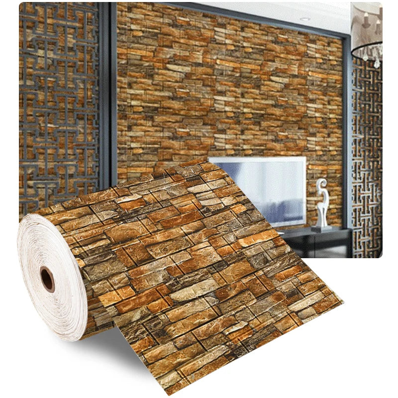 3D Brick Wall Stickers – Waterproof Foam DIY Adhesive Wallpaper for Home Decor