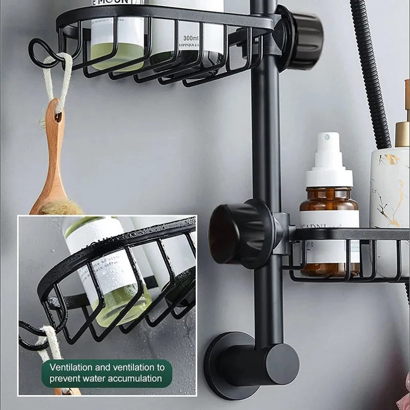 Adjustable Bathroom Faucet Storage Rack – Shampoo & Soap Holder, Kitchen Sink Drain Rack Accessories