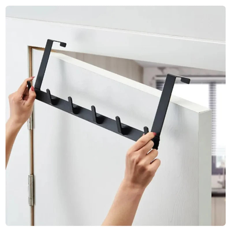 5-Hook Over-the-Door Multifunctional Organizer Rack – Coat, Hat, Towel Hanger for Bathroom, Kitchen, and Home