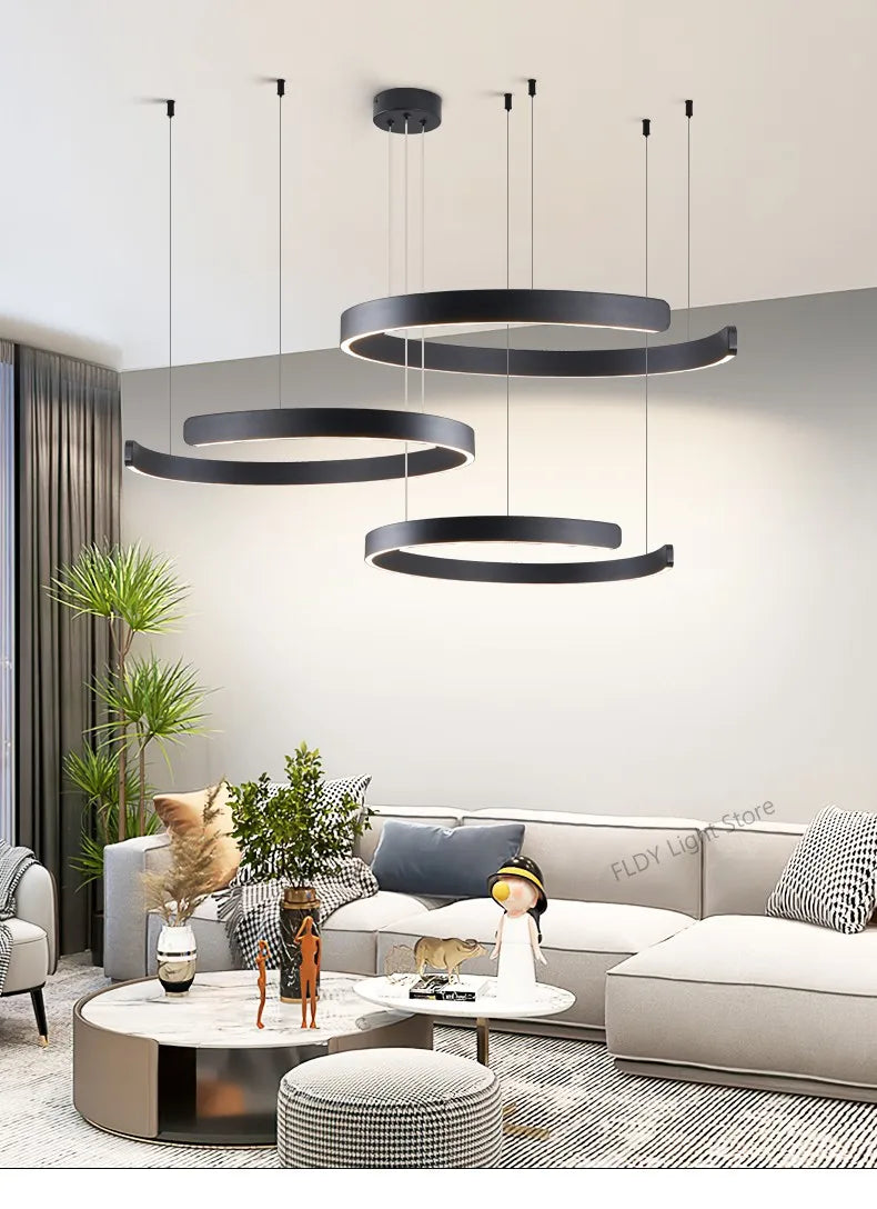 Modern Round Ring Ceiling Chandelier Pendant Light for Dining Room LED Bedroom Living Room Decor