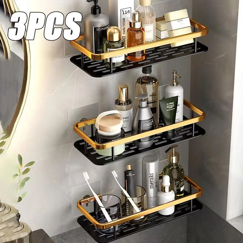 Non-Perforated Bathroom Shelf - Floating Corner Shelf for Wall Storage, Shower Hardware, and Bathroom Rack