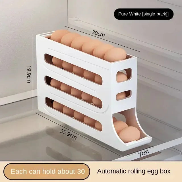 Automatic Scrolling Egg Storage Box – Rolling Kitchen Container for Refrigerator with Large Capacity