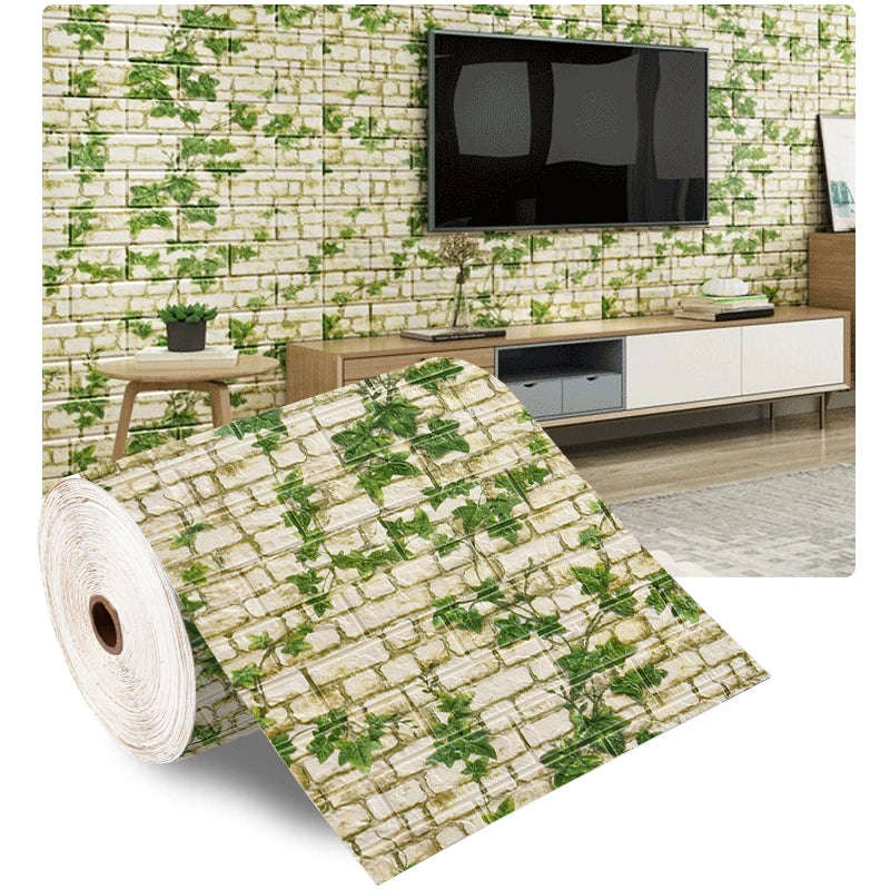 3D Brick Wall Stickers – Waterproof Foam DIY Adhesive Wallpaper for Home Decor