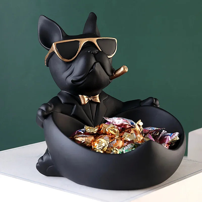 Cool Dog Figurine Storage Box – Resin Craft Art Sculpture for Home Decoration Gift