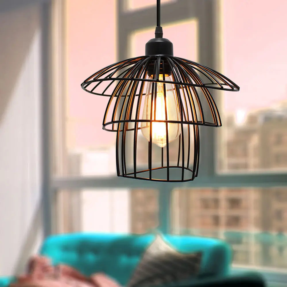 Vintage Metal Wire Cage Pendant Light – Stylish Lighting for Any Space