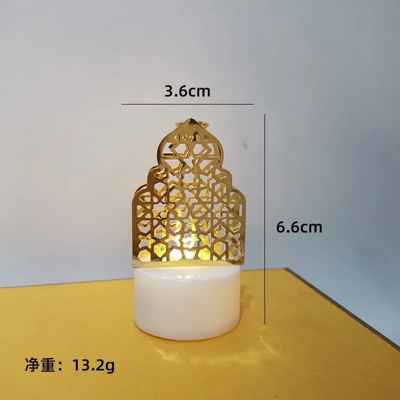 Ramadan Eid Mubarak LED Candle Light – Iron Ornament for Muslim Home Décor