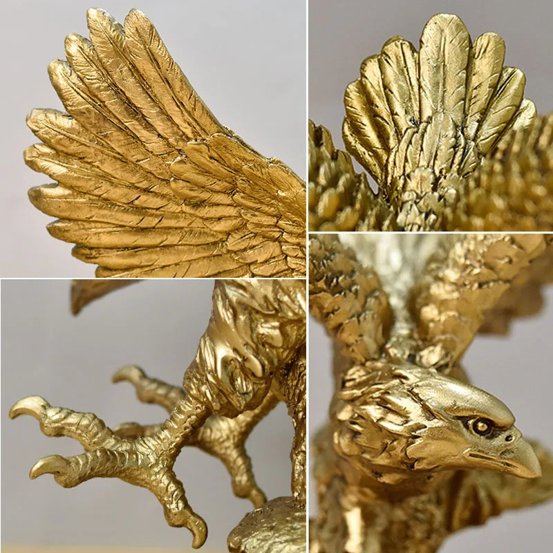 Resin Golden Eagle Figurine – Decorative American Bald Eagle Sculpture