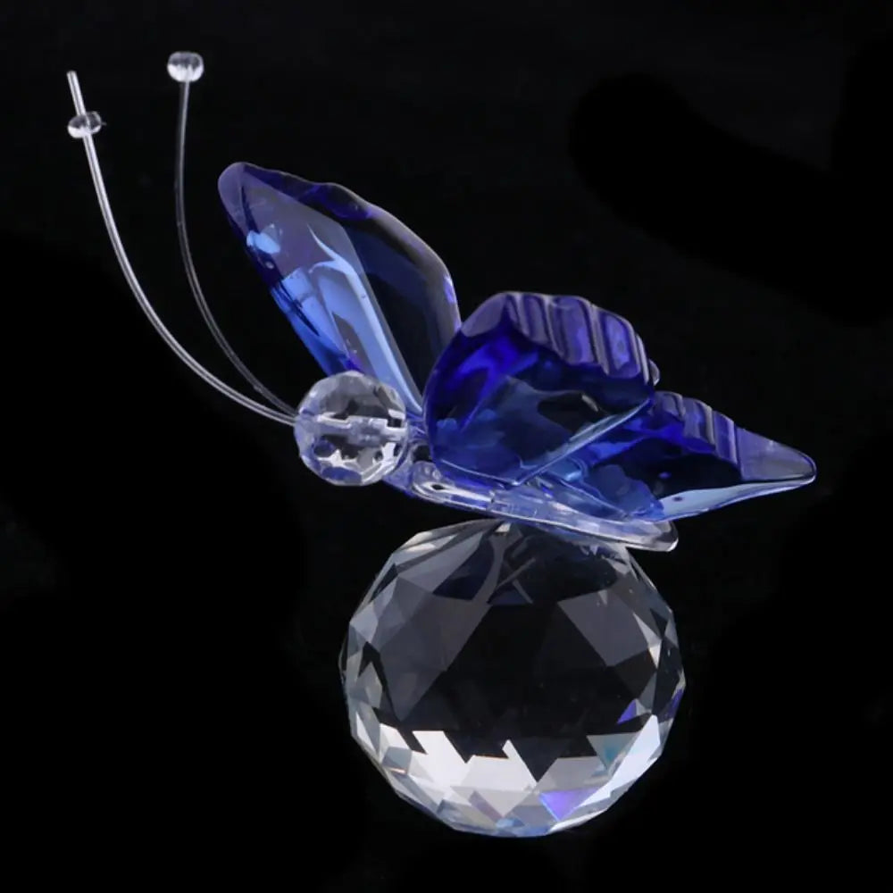 Crystal Butterfly Figurine with Ball Base - Elegant Glass Ornament for Home, Wedding Décor, and Souvenir Gifts